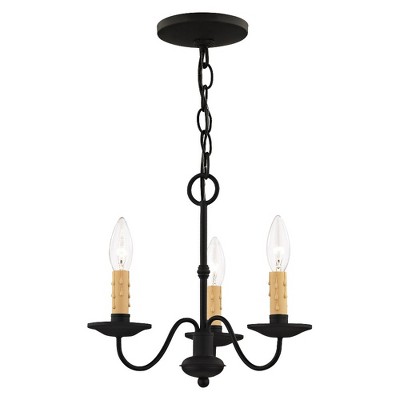 Elegant Black Mini Chandelier with Faux Candle Lights