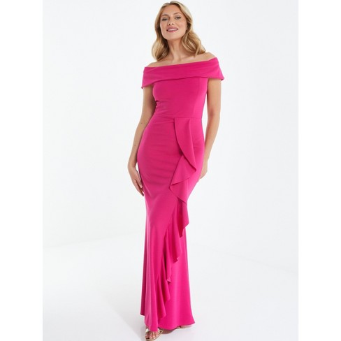 Quiz Women's Bardot Ruffle Maxi Dress : Target