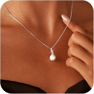 Classic Adjustable Pearl Necklace for Women, Dainty Gold Plated Collar Jewelry - 1 of 4