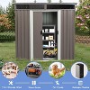 Acekool 6x5 FT Metal Outdoor Storage Shed, Sliding Lockable Doors, Vent, Complete Foundation, Brown - 2 of 4