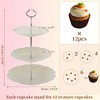 Unique Bargains 3 Tier Petals Design Cup Cake Holder Tower with Tiered Tray for Donut Fruits Beige Silver Tone - 2 of 4