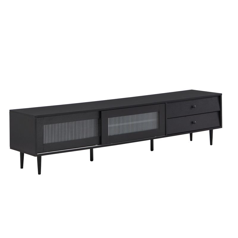 Chic and Elegant TV Stand with Sliding Fluted Glass Door And Tilt Drawer Media Console to Fit TVs Up to 75" - ModernLuxe, 4 of 13