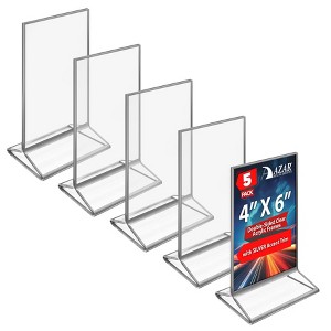 Azar Displays Double-Sided Clear Acrylic Frames with Accent Trim 4" x 6", 5-Pack - 1 of 4