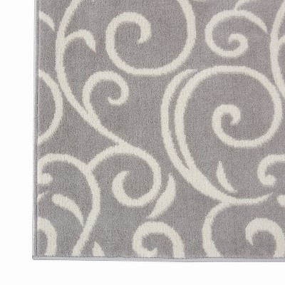 Abstract Vines Gray Hand-Knotted 4'x6' Reversible Area Rug