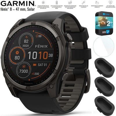 Garmin Fenix 8 47 mm Solar Gray with Black Gray Band + 2 Year Warranty Bundle