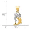 Black Bow Jewelry 14k Yellow Gold and White Rhodium Double Dolphin Pendant, 8 x 20mm - 4 of 4