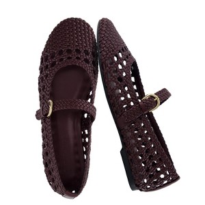 CUSHIONAIRE  Windsor Woven Womens Flats with Adjustable Strap – Comfortable Mary Jane Ballet Flats for Women - 1 of 4