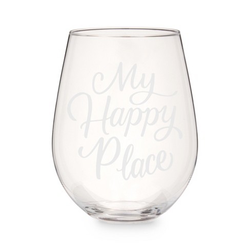 Twine My Happy Place, Etched Stemless Wine Glass, Fun Wine Gifts, 22 Oz ...