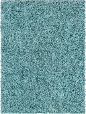 Aqua Blue Rectangular Shag Indoor Area Rug