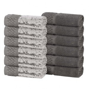 Ribbed Cotton Highly Absorbent Medium Weight 12 Piece Assorted Towel Set by Blue Nile Mills - 1 of 4