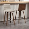 Bekrvio 26"/29" Swivel Bar Stools Set of 1/2/3/4, Faux Leather Upholstered Counter Chairs with Wood Legs, Mid-Century Seating for Kitchen Island - 2 of 4