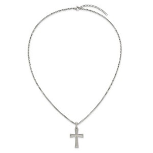 Chisel Stainless Steel Brushed Cross Pendant on a 20" Box Chain Necklace - 1 of 4