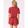 INSPIRE CHIC Women's Short Sleeve Ribbed Knit Side Slits Shorts Pajama Sets 2 Pcs - 4 of 4