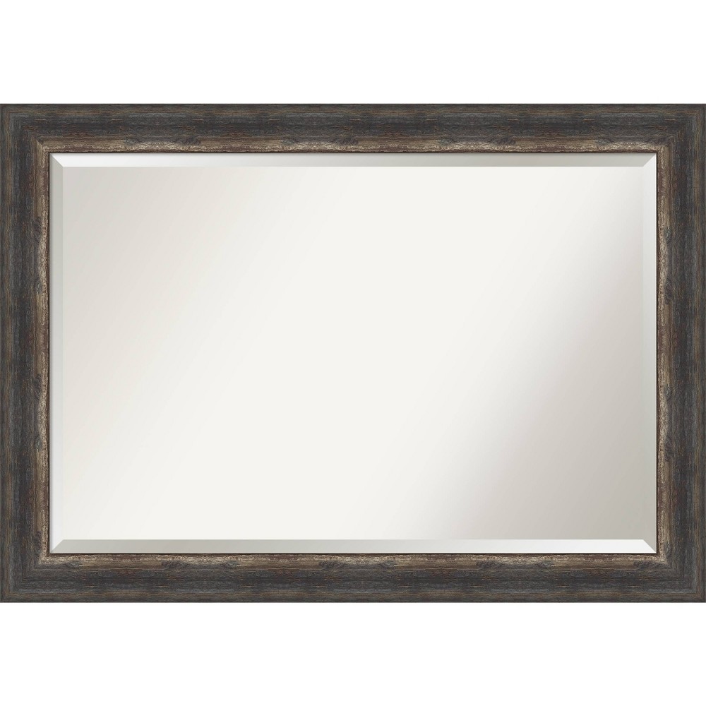 Photos - Wall Mirror 41" x 29" Bark Rustic Char Framed  Brown - Amanti Art