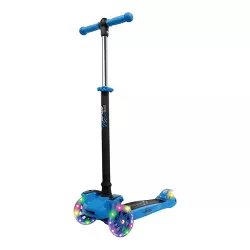 Hurtle ScootKid 3 Wheel Toddler Child Mini Ride On Toy Tricycle Scooter with Adjustable Handlebar, Foldable Seat, and Colorful Light Up Wheels, Blue