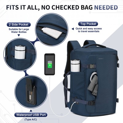 Unique Bargains TSA Friendly Flight Approved Carry on Backpack Travel Backpack 40L Blue — фото 6