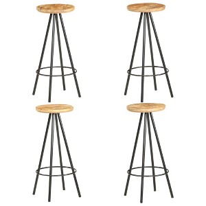 vidaXL Bar Stool Set of 4 Brown and Black - 1 of 4