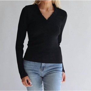 Women's Lillian Long Sleeve Tee with Ruffle Neck - Savraé XS - 1 of 1