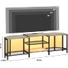 Retro color/Grey Corner TV Stand for 55/65/75" TV - 4 Open Storage Shelves, LED Lights, Power Outlets, Durable Metal Frame, Easy Assembly - 2 of 4