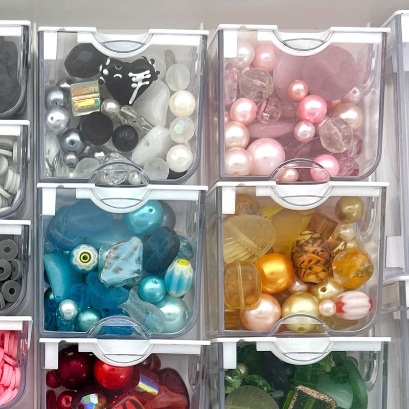Bead Storage Solutions Assorted Glass and Clay Beads Set with Plastic See-Through Stackable Tray Organizer, 3 of 7