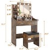 Vanity Desk with Mirror, Stool and Lights 3 Colors, Makeup Table with Power Outlet, Dressing Table with Hairdryer Holder for Bedroom - 2 of 4