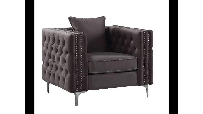 40&#34; Gillian Ii Chair Dark Gray Velvet - Acme Furniture, 2 of 9, play video