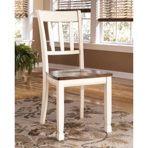 2pc Whitesburg Dining Room Side Chair Cottage White - Signature Design by Ashley: Hardwood Frame, Slat Back Design - 1 of 4