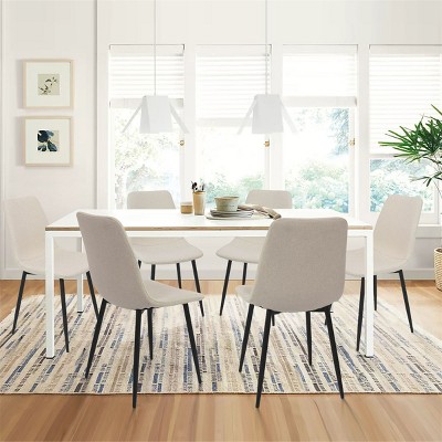 Bingo Armless Dining Chair Set Of 6, Upholstery Fabric for Dining Room Chairs with Black Legs, Dining Chair Set for 6- Maison Boucle
