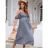 Clearlove Maternity Nursing Dress Womens V-Neck Spaghetti Strap Ruffle Sleeve Polka Dots A-Line Tiered Flowy Swing Dress - 2 of 4