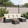 vidaXL 6 Piece Patio Sofa Set with Cushions Black and Cream Poly Rattan - With Table - 2 of 4