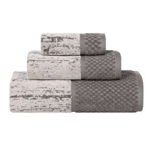 100% Cotton Medium Weight Two-Toned Jacquard and Solid Assorted Towel Set by Blue Nile Mills - 1 of 4