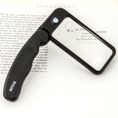 Small-Magnifying-Glass with LED-Light 3X Lighted-Pocket EasY Magnifier  -Hand Held Lighted Magnify Glasses for Close Work Reading Books Pill  Bottles;