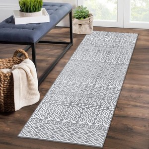Acekool Washable Vintage Geometric Area Rug, Non-Slip, Stain Resistant, Low Pile, Soft Indoor Carpet for Living Room Bedroom Office, Easy Care - 1 of 4