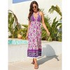 Women's Summer Fashion Floral Halter High Waist Dress V-Neck Wrap Bohemian Dress Sleeveless A Line Flowy Beach Casual Maxi - 3 of 4