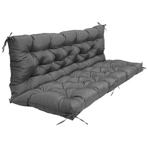 NewHome"2-3 Seater Waterproof Outdoor Swing Cushion with Backrest, 8 Tie Straps, Replacement Pad 59x43in"grey - 1 of 4