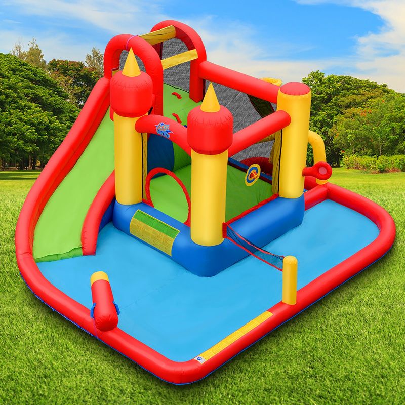 Costway Inflatable Water Slide Jumping Bounce House Bouncy Splash Pool with 740W Blower, 3 of 11