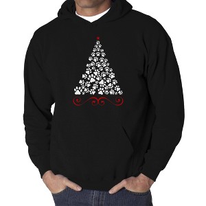 LA Pop Art Paw Christmas Tree - Men's Word Art Hooded Sweatshirt - 1 of 4