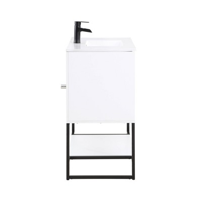 Scarsdale 36" White Freestanding Bathroom Vanity with Steel Legs
