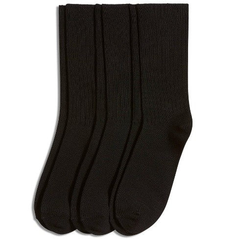 Women's Ribbed Crew Socks - Black