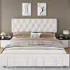 Full Size Bed Frame, Upholstered Platform Bed Frame with Storage Drawers, Mattress Foundation with Solid Wooden Slats Support, No Box Spring Needed - 3 of 4