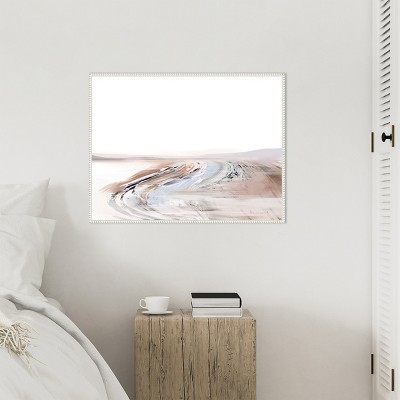 Large White and Beige Abstract Canvas Framed Wall Art