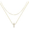 Clotth 925 Sterling Silver Double-Layered Pave Cross Pendant Necklace: The Ultimate Street Trendsetter's Statement for Women - 2 of 4