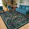 Itopfox Floral Washable Vintage Soft Boho Non-Slip Carpet Indoor Floor Stain Resistant Carpets for Bedroom Dining Room Farmhouse Home Dark Green - 2 of 4