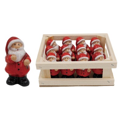 Transpac T/C Mini Santa Figurines Set of 12 Decorative Resin Christmas Tabletop Mantel Decor Indoor Use Gift Giving and Hostess Gifts  Spot or Wipe