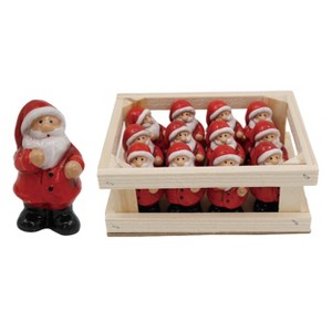 Transpac T/C Mini Santa Figurines Set of 12 Decorative Resin Christmas Tabletop Mantel Decor Indoor Use Gift Giving and Hostess Gifts  Spot or Wipe - 1 of 1