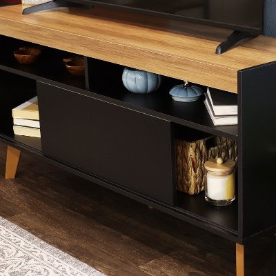 Midnight Black 58" TV Stand with Cabinet and Shelves