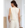 INSPIRE CHIC Women's Linen Sleeveless Summer Crew Neck Scallop Hem Office Cropped Blouses - 3 of 4