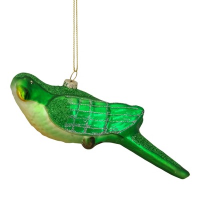 Northlight 6.5" Green and Yellow Parrot Glass Christmas Ornament