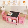 Kids Table and Chair Set - 4 in 1 Wooden Activity Table, 2 Chairs with Storage Drawer, Detachable Tabletop for Drawing, Reading, Crafts, and Homework - 4 of 4