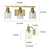 LNC Arlimutike 3-Light 22-in Polished Gold Modern Cylinder Bathroom Vanity Lights, Clear Glass  Shade - 3 of 4